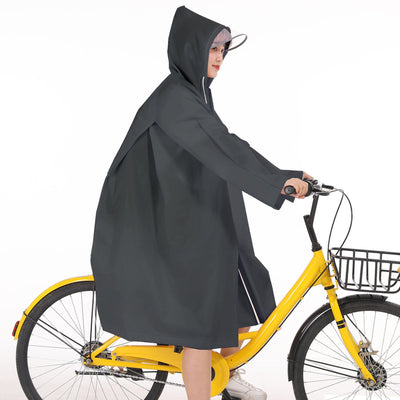 Adult Rain Poncho EVA Breathable Hooded Rain Poncho Outdoor Bike Cycling Raincoat for Men Women Black L