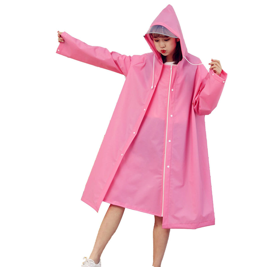 Adult Rain Poncho EVA Breathable Hooded Rain Poncho Outdoor Bike Cycling Raincoat for Men Women Rose Red M