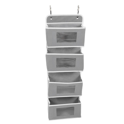 Over Door Hanging Organizer Wall Mount Storage with Hooks for Pantry Nursery Kitchen Closet Dorm Grey 4 Pockets