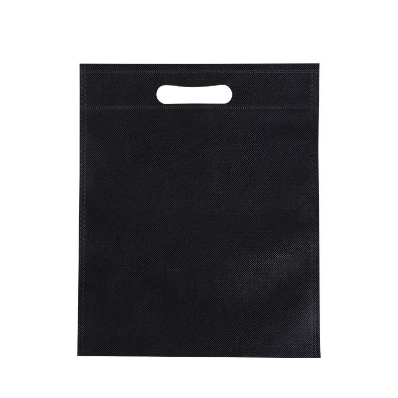 50Pcs Die Cut Non Woven Bags Eco Friendly Flat Mouth Tote Bags Non Woven Fabric Garment Bags Black 25x35cm/9.8x13.8in