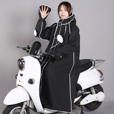 Adult Raincoat Rainstorm Proof Hiking Cycling Raincoat with Double Hat Brim Waterproof Zipper 902 Black 2XL 160‑175cm/63.0‑68.9in