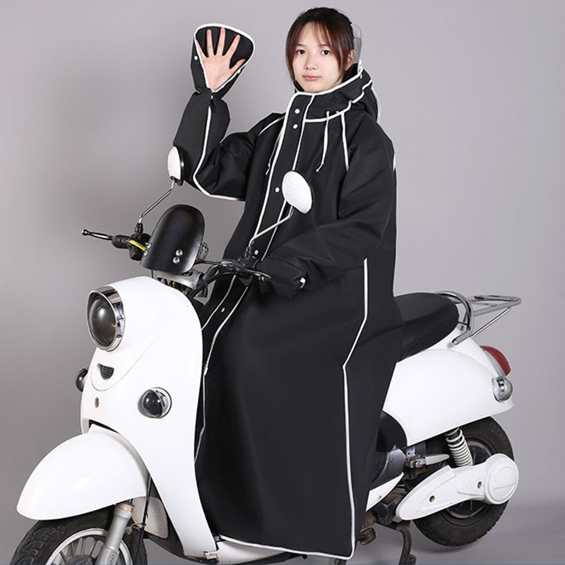 Adult Raincoat Rainstorm Proof Hiking Cycling Raincoat with Double Hat Brim Waterproof Zipper 902 Black 2XL 160‑175cm/63.0‑68.9in