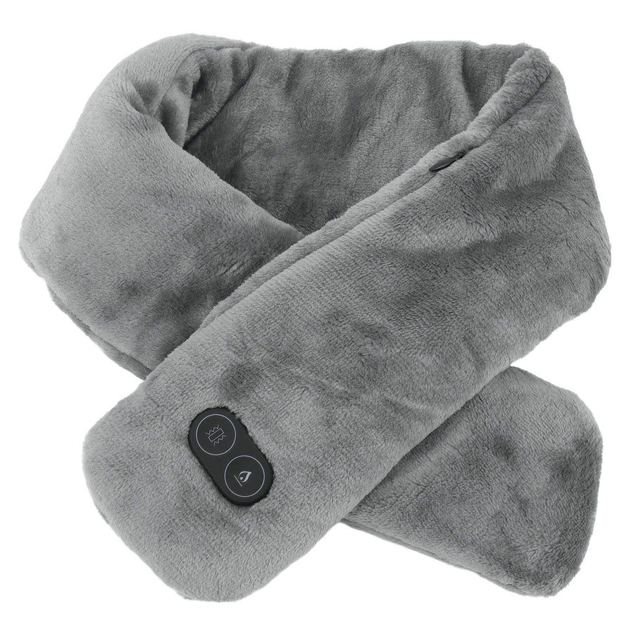 Heating Scarf USB Powered Soft Warm Soreness Relief Vibration Massage Pure Color Heated Neck Wrap for Adult Elderly Dark Gray
