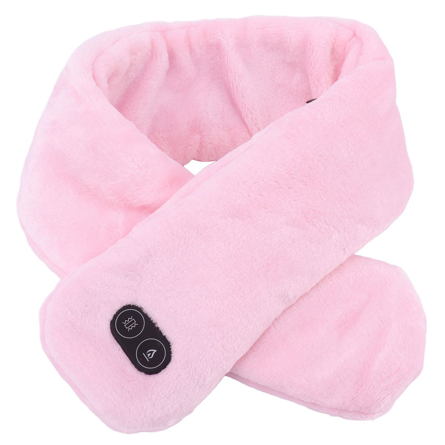 Heating Scarf USB Powered Soft Warm Soreness Relief Vibration Massage Pure Color Heated Neck Wrap for Adult Elderly Pink