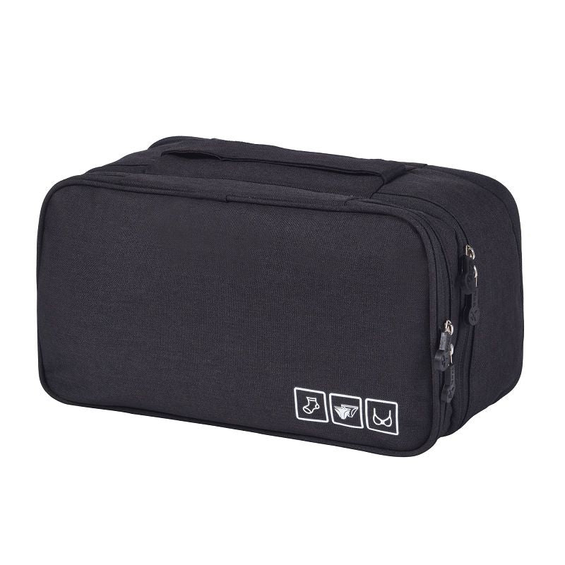 Travel Underwear Organizer Positive Ion Oxford Fabric Large Capacity Travel Bra Organizer for Underwear Women Travel Black