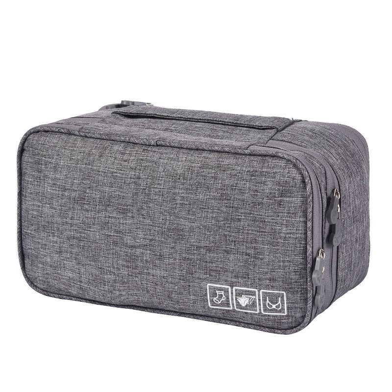 Travel Underwear Organizer Positive Ion Oxford Fabric Large Capacity Travel Bra Organizer for Underwear Women Travel Grey