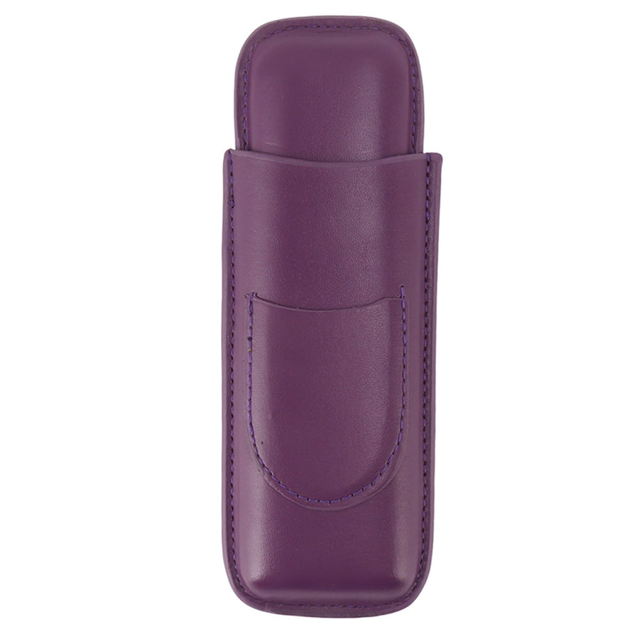 Cigar Case Elegant Vintage Hand Crafted Slim Portable 2 Fingers Cigar Holder for Travel Party Business Purple