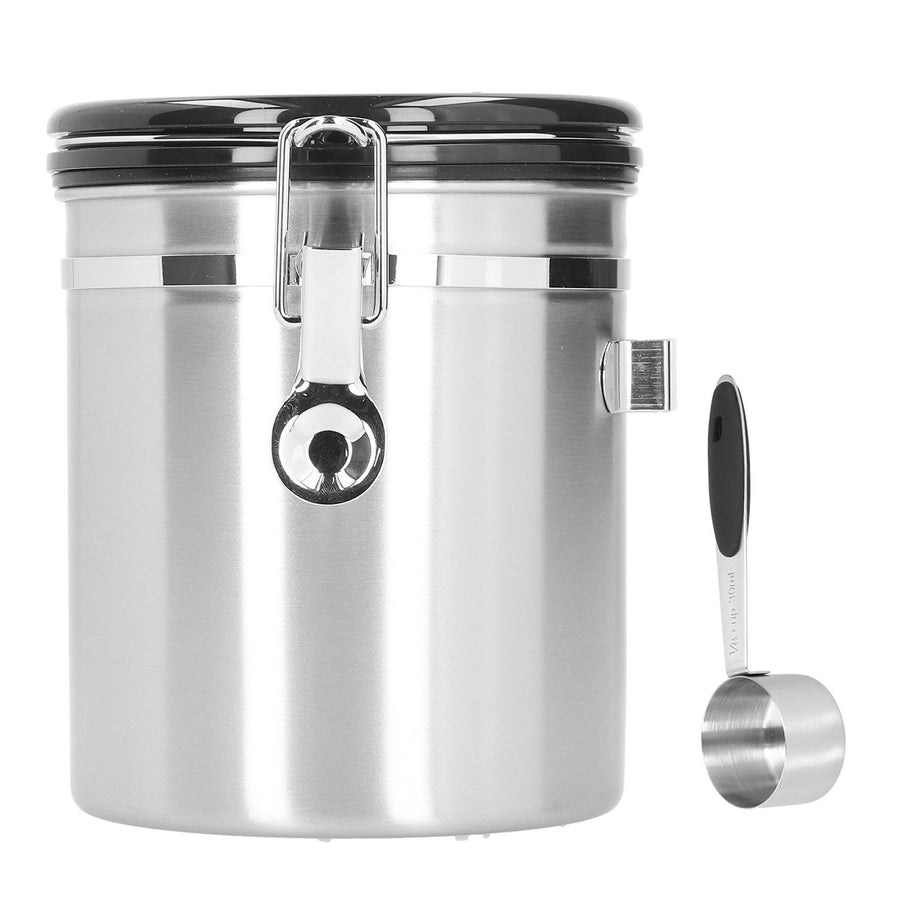 1.5L 304 Stainless Steel Coffee Beans Tea Canister Sealed Food Storage Container with SpoonStainless Steel Color