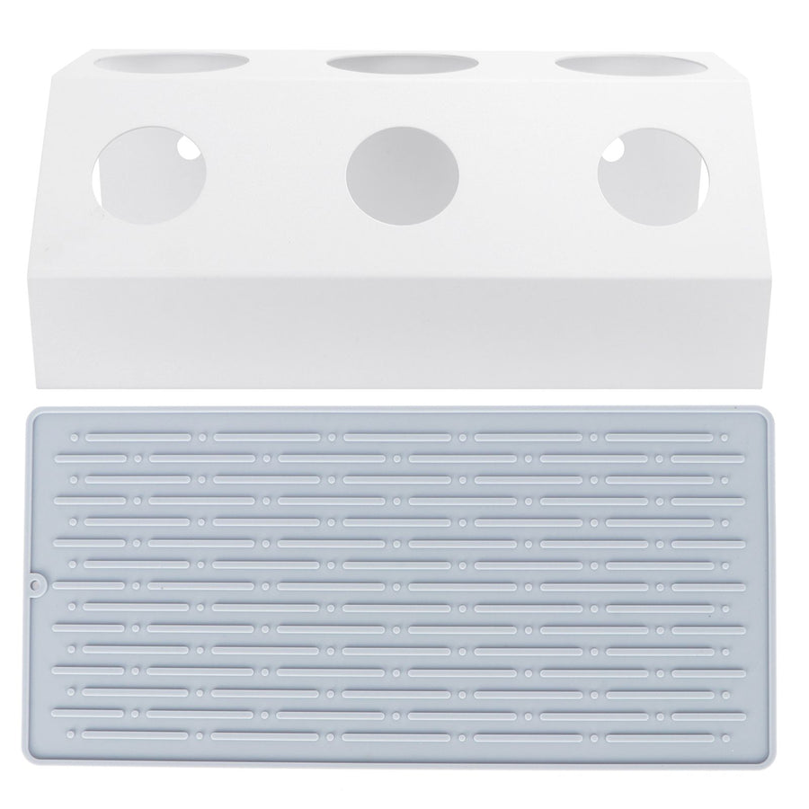 Soda Bottle Drainer Tabletop 3 Holes Bottles Draining Rack with Pad for Kitchen Dining RoomWhite