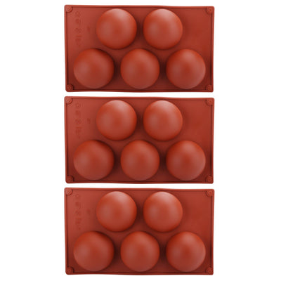 3PCS Semi Sphere Silicone Mold Baking Mold for DIY Making Hot Chocolate Mousse Cake5 Hole