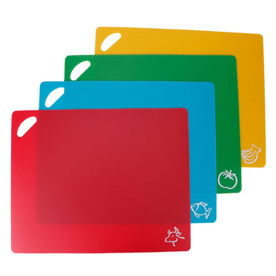 4pcs PP Flexible Kitchen Cutting Board Non Slip Cutting Board for Vegetable Meat 1.2mm