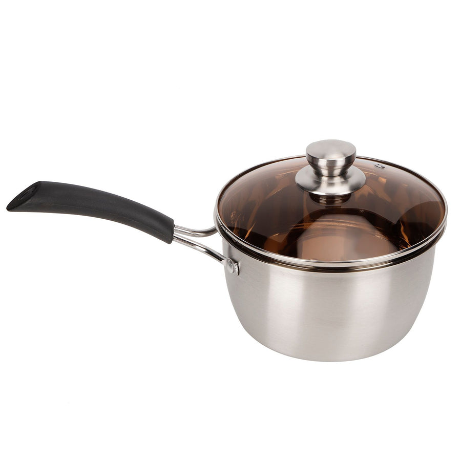 Small Soup Pot Thickened Compound Steel NonMagnetic Single Handle Cooking Kitchenware 18cm