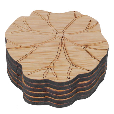 6Pcs/Set Teacup Mat Bamboo Coaster Heat Insulated Cup Pad Drinkware Tabletop AccessoryLotus Leaf Type