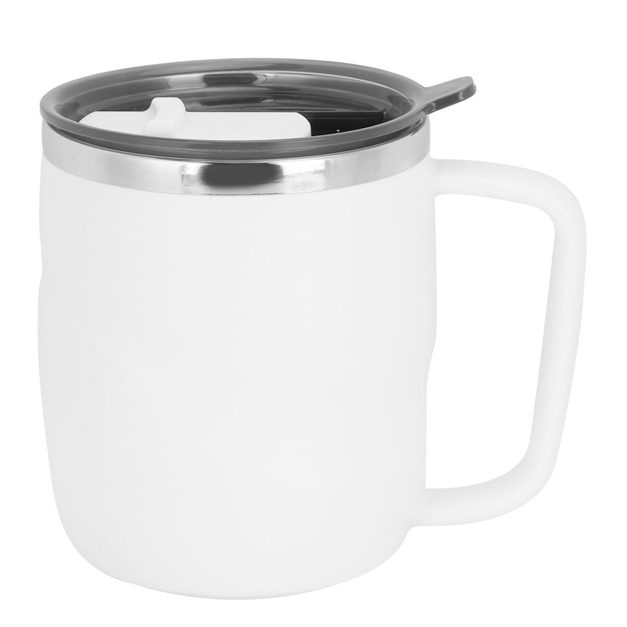 400ml Coffee Mug Stainless Steel Anti Scalding Water Cup with Lid for Home Office Wonderful Gift(White )