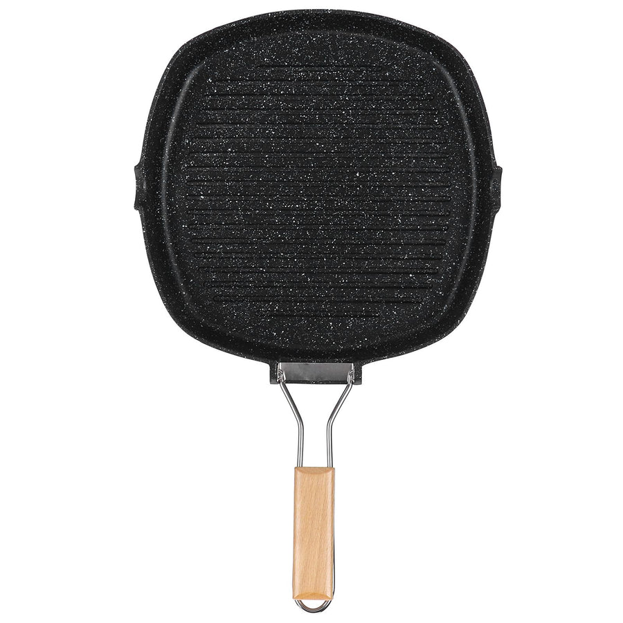 NonStick Practical Frying Pan Steak Skillet BBQ with Foldable Handle Kitchen Supplies(28cm )