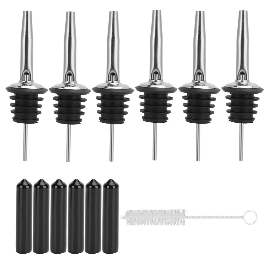 Stainless Steel Pourer Silicone Classic Bottle Pour Liquor Dust Cap Brush Wine Opener