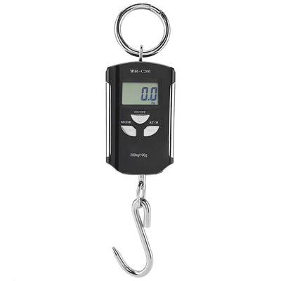 Portable Electronic Hanging Scale Digital LCD Backlit Display kg/lb/JIN 200KG W/HookSilver Frame