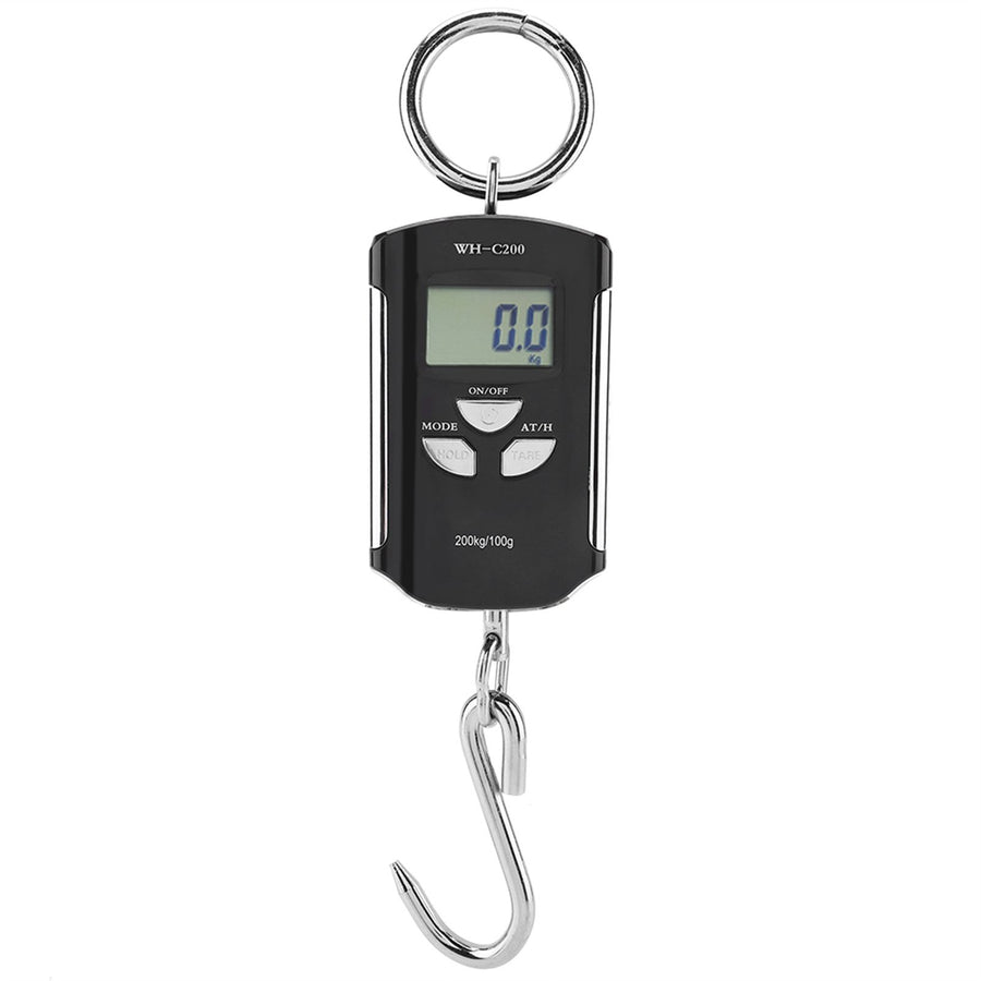 Portable Electronic Hanging Scale Digital LCD Backlit Display kg/lb/JIN 200KG W/HookSilver Frame