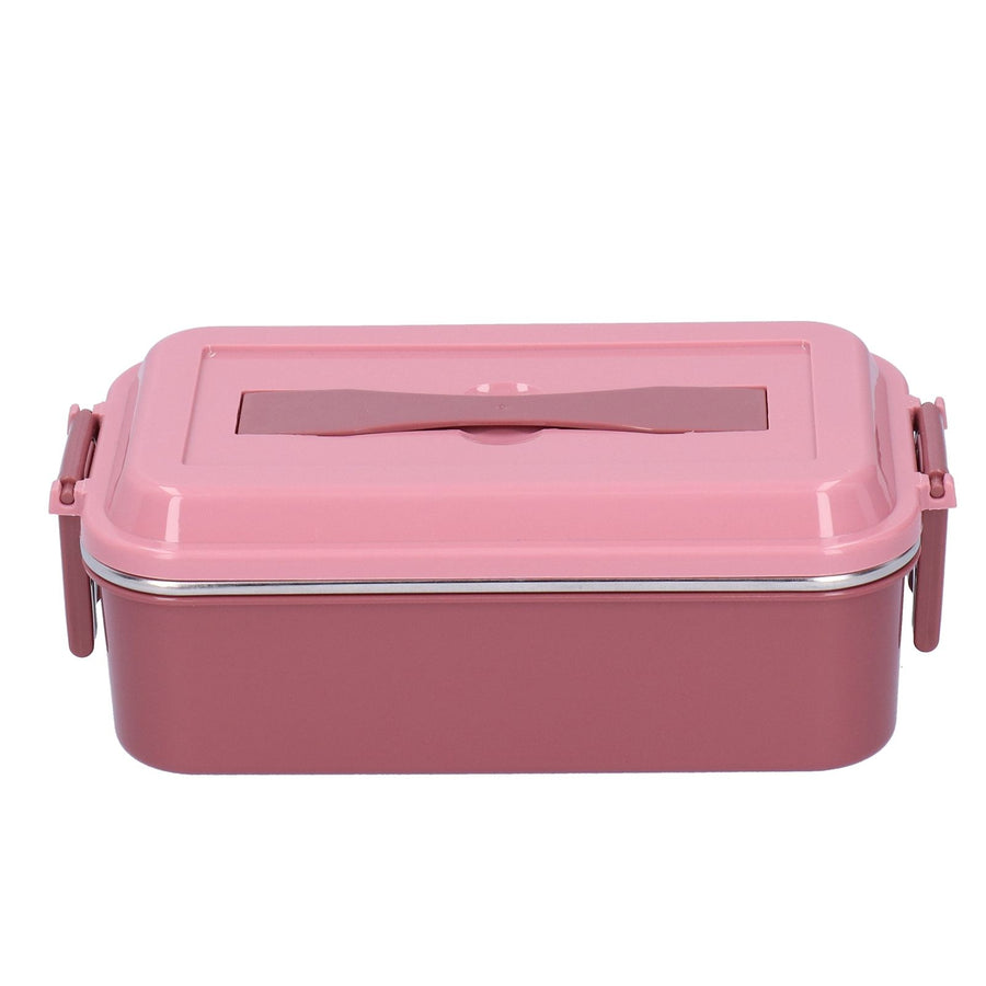 304 Stainless Steel Lunch Box Rectangular Insulated Portable Bento Box with HandleSingle Layer 700ml
