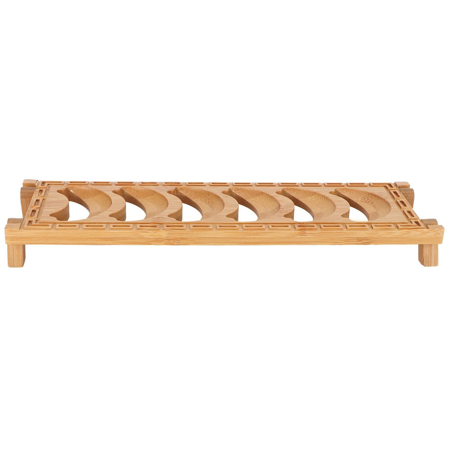 Bamboo Teacup Holder Shelf Tea Cup Draining Rack Organizer Tea Ceremony Accessories6 Grid