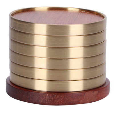 Wooden Tea Cup Mat Insulation Desktop Cup Pad Set with Base Tray Tea Ceremony AccessoriesRosewood