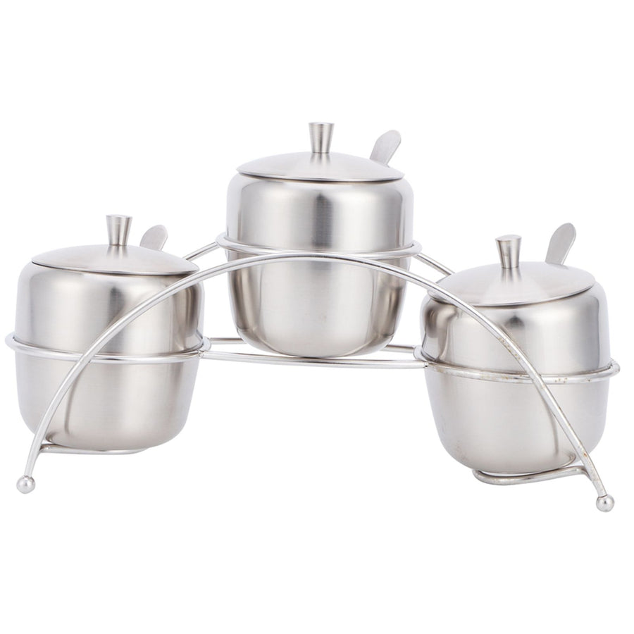 304 Stainless Steel Condiment Pot Spice Container Salt Sugar Box Storage Spice Rack Set