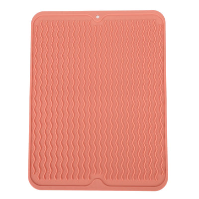 Dish Drying Mat Soft Flexible Rubber Heat Resistant Nonslip BPA Free Eco Friendly Wide Application Dish Drying PadPink