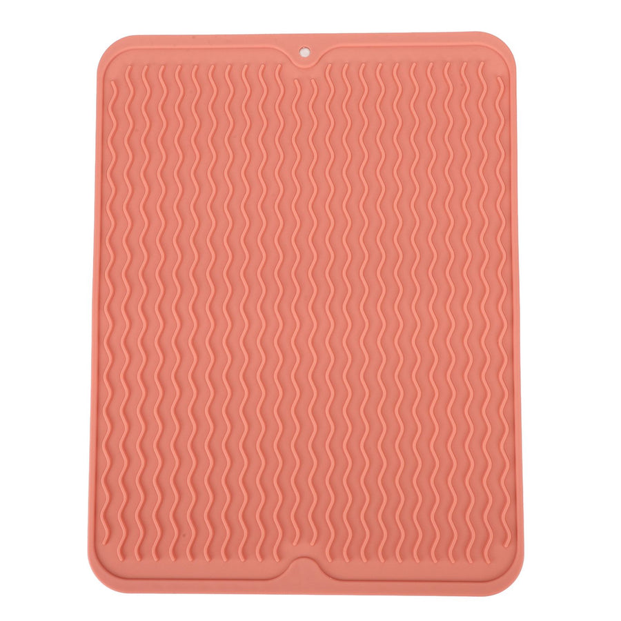 Dish Drying Mat Soft Flexible Rubber Heat Resistant Nonslip BPA Free Eco Friendly Wide Application Dish Drying PadPink
