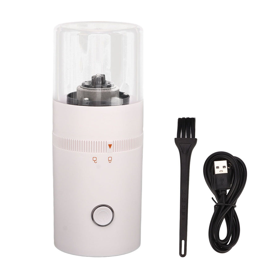 Electric Coffee Grinder USB Charge Coarse and Fine Grinding Adjustable Small Auto Coffee Beans Mill White for Home