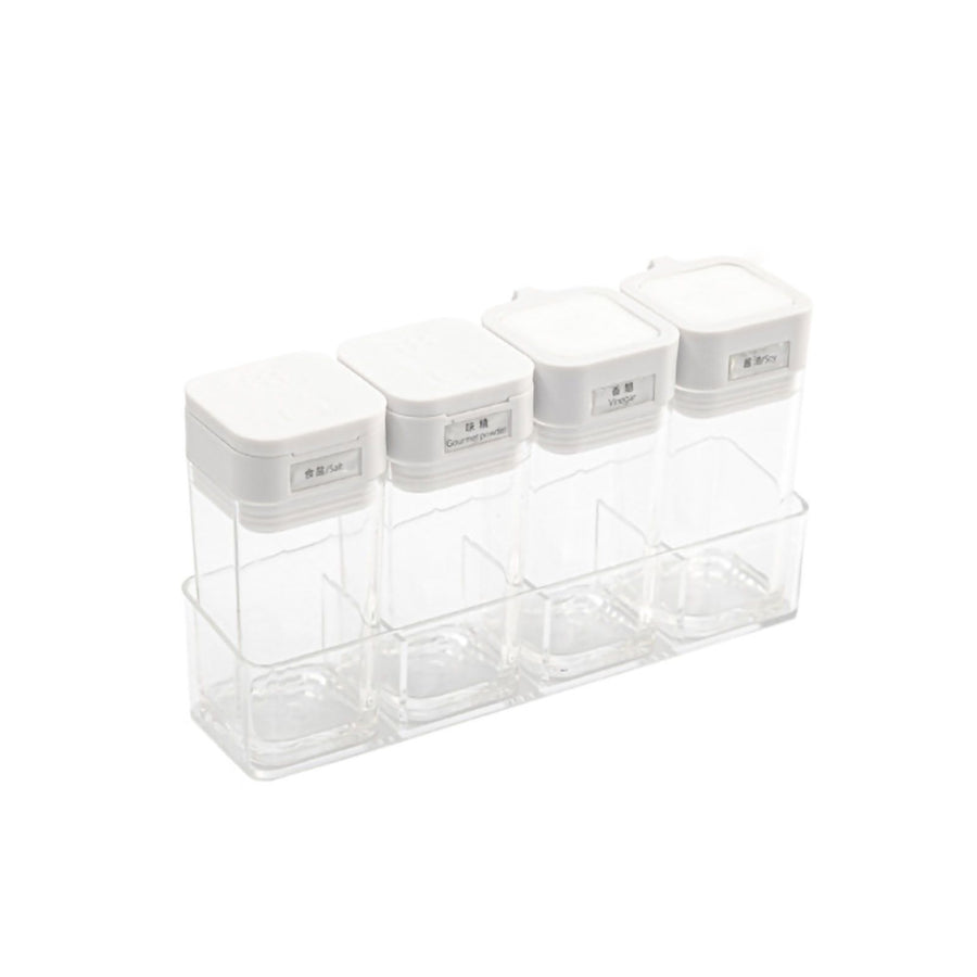 Seasoning Container Compact Portable Transparent Condiment Bottle for Kitchen Home 2 Oil Control Bottle+2 Seasoning Bottle