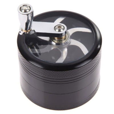 Mini 40mm 4 Layer Hand Crank Grinder Metal Zinc Alloy Spices Grinder with Handle Black