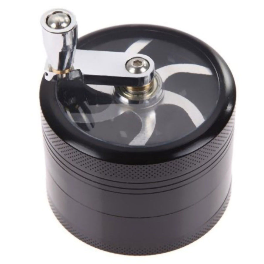 Mini 40mm 4 Layer Hand Crank Grinder Metal Zinc Alloy Spices Grinder with Handle Black