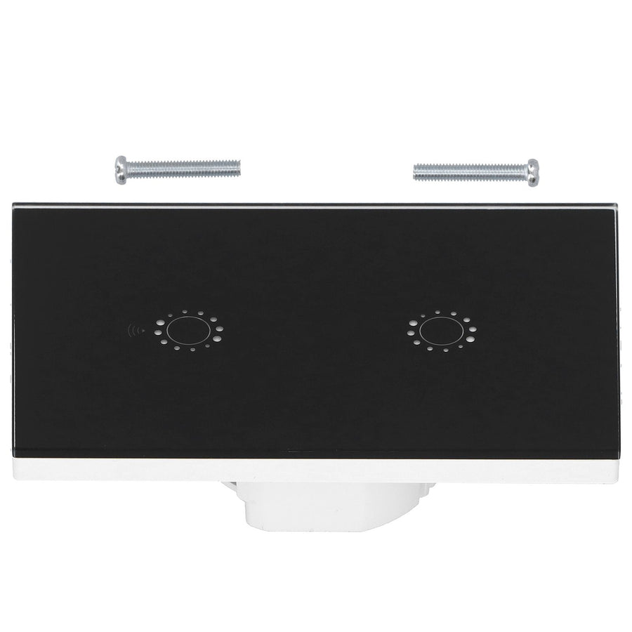 LED Smart Light Switch WiFi Wall Touch 2 Gang for Amazon Alexa Intelligent Voice APP Control AC 95‑250VBlack Cover