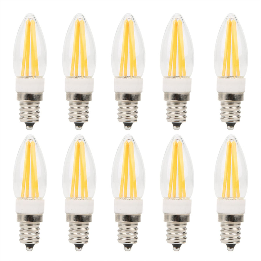 10Pcs E12 Long Filament Light Bulbs 3W AC110V Chandelier Ceiling Lamp Bulb Warm White
