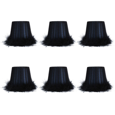 6Pcs Feather Cloth Lampshade Blue Hotel Chandelier Wall Lamp Decoration Protective Cover