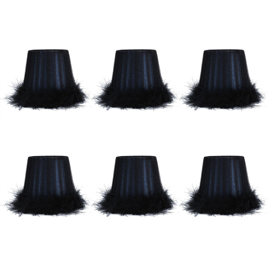 6Pcs Feather Cloth Lampshade Blue Hotel Chandelier Wall Lamp Decoration Protective Cover
