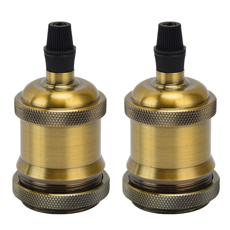 2PCS Vintage Lamp Socket Retro Aluminum Lamp Holder DIY Accessories for E26/27 Vintage BulbsYellow Bronze