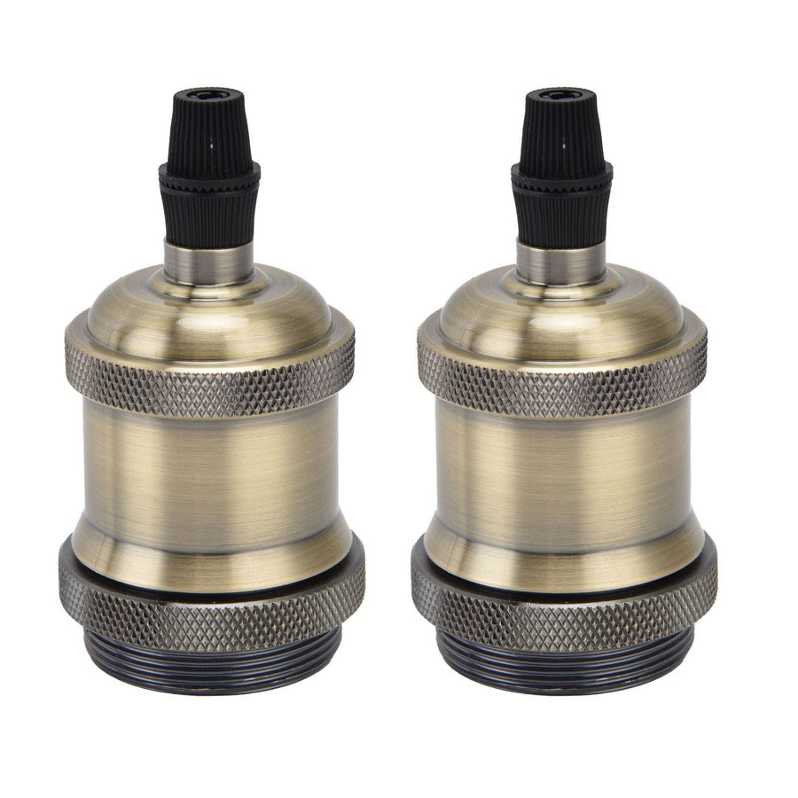 2PCS Vintage Lamp Socket Retro Aluminum Lamp Holder DIY Accessories for E26/27 Vintage BulbsGreen Bronze