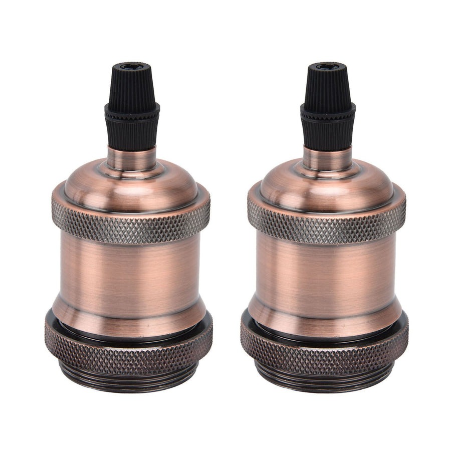 2PCS Vintage Lamp Socket Retro Aluminum Lamp Holder DIY Accessories for E26/27 Vintage BulbsRed Bronze