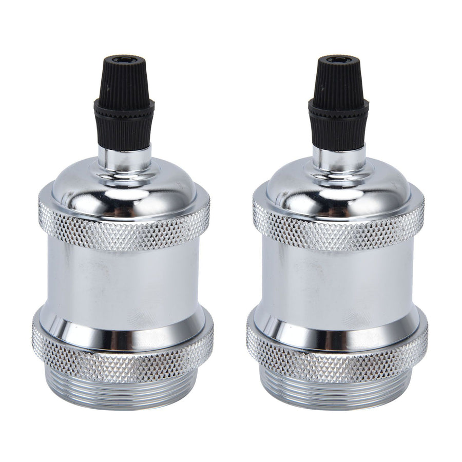 2PCS Vintage Lamp Socket Retro Aluminum Lamp Holder DIY Accessories for E26/27 Vintage BulbsSilver
