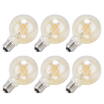 6 Pcs LED Filament Bulbs Dimmable 4W E27 Medium Base Vintage Warm Light Golden Bulb for Home Decoration Bar 220V