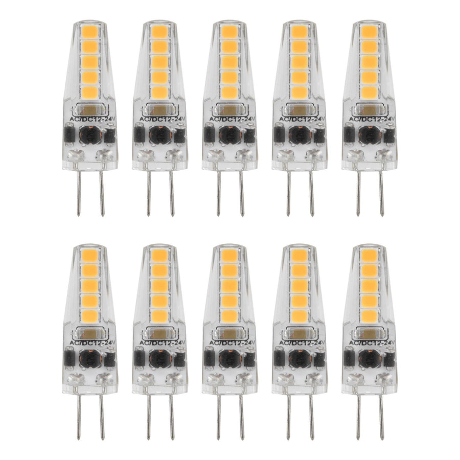 10pcs G4 LED Bulbs 2W Bi Pin Base Dimmable Bulbs for Chandelier Ceiling Lamp Table Lamp Warm White 3000K AC 12‑24V