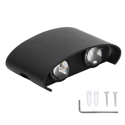 LED Wall Lamp Waterproof Modern Sconce Light Indoor Outdoor Decoration 90‑265V 4W Black Shell Warm Light
