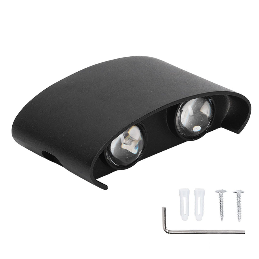 LED Wall Lamp Waterproof Modern Sconce Light Indoor Outdoor Decoration 90‑265V 4W Black Shell Warm Light