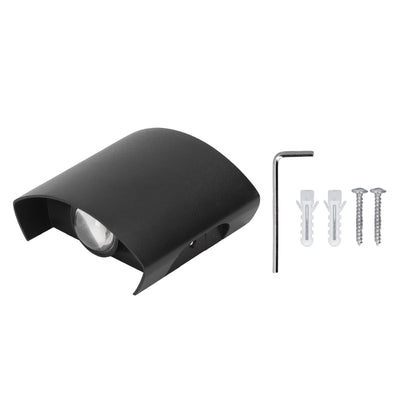 LED Wall Light Waterproof Decorative Aluminum Alloy Black Wall Sconce Lamp for Outdoor 110‑265V Warm Light