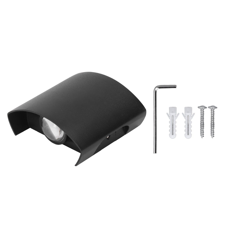 LED Wall Light Waterproof Decorative Aluminum Alloy Black Wall Sconce Lamp for Outdoor 110‑265V White Light