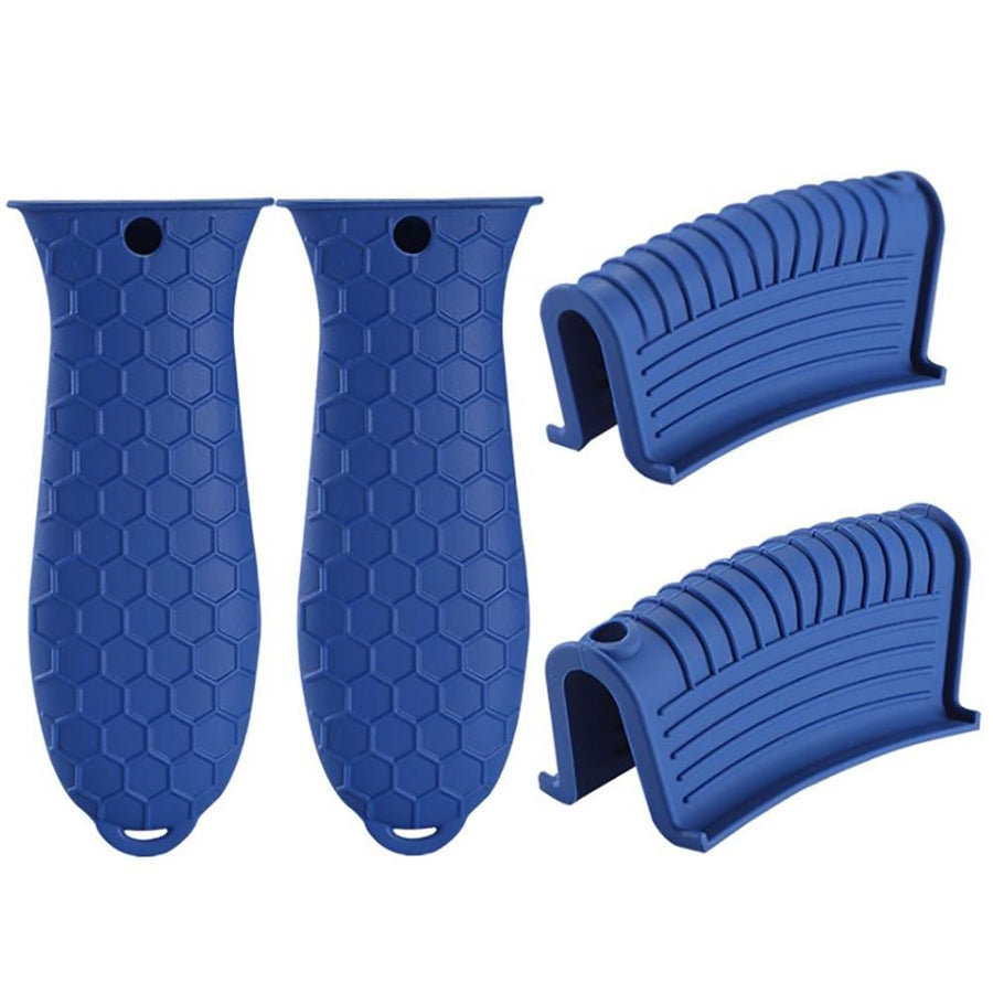 4PCS Silicone Hot Handle Holder and Silicone Auxiliary Handle Holder Iron Pan Handle Covers Pot Holder Handle Kitchen Gadget