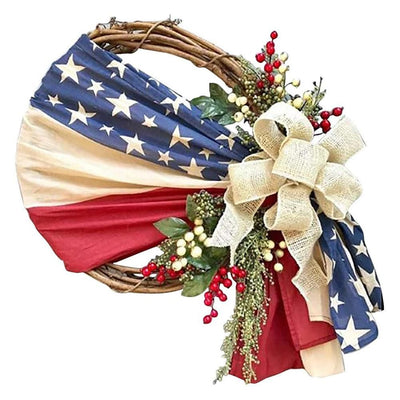 Front Door 16 in Wreaths for Independence Day Memorial Patriotic and 4th of July Veterans Day American Floral Vines Garland Ornaments