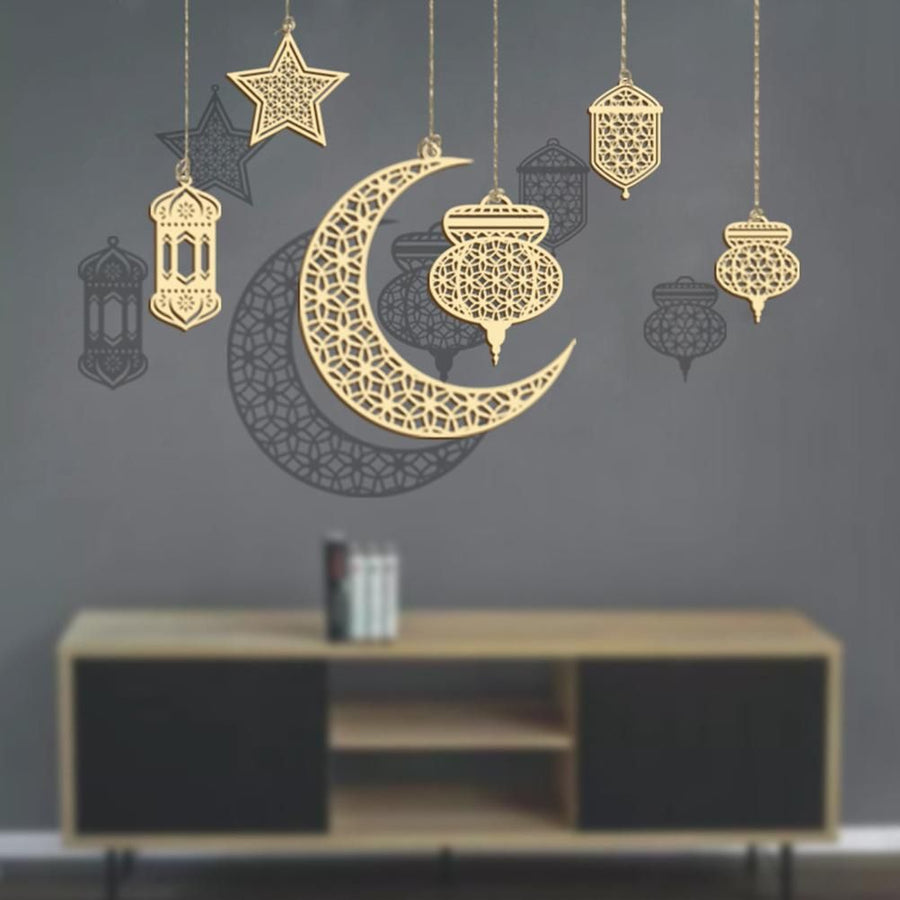 Eid Mubarak Pendant Eid Mubarak Festival Party Decor Supplies Nontoxic Home Decoration for Doors Windows