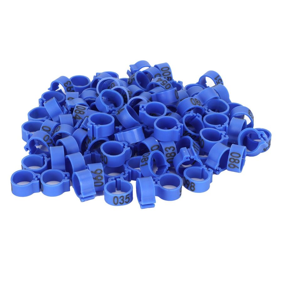 100Pcs Bird Foot Rings Bands 10mm 001-100 Numbered Pigeons Identify Clip Poultry SupplyBlue